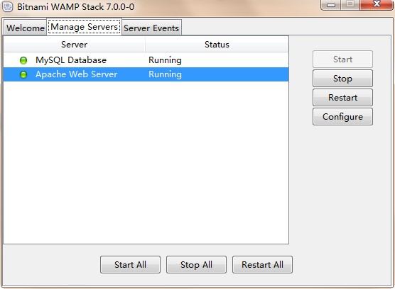 WampStack MySQL 及 Apache 运行状态